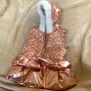 Rose Gold Vest trimmed in Faux fur .